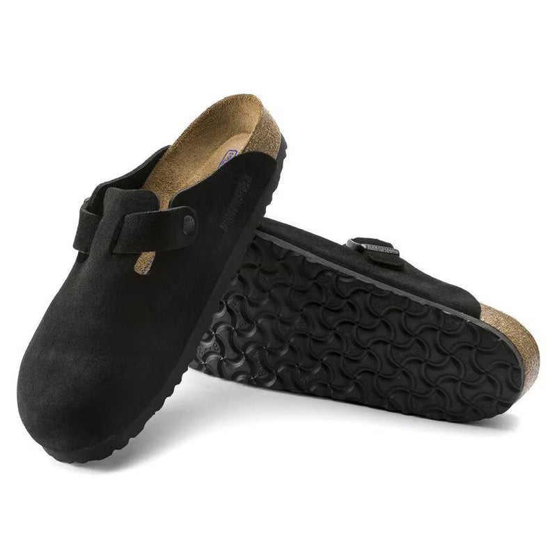 Birkenstock Boston Soft Footbed Suede Black Sandals 660471