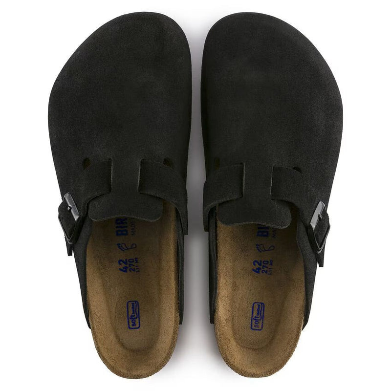 Birkenstock Boston Soft Footbed Suede Black Sandals 660471