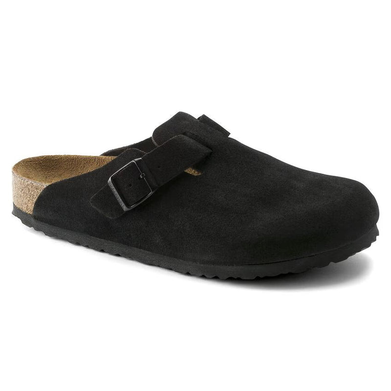 Birkenstock Boston Soft Footbed Suede Black Sandals 660471