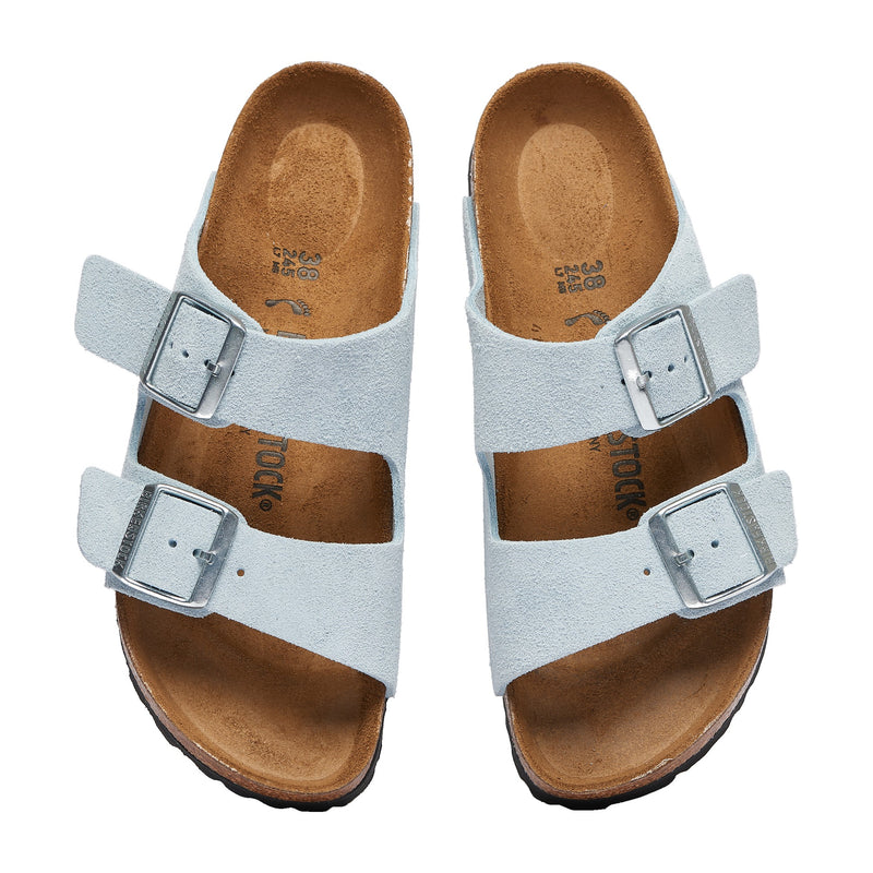 Birkenstock Arizona Suede Leather Baby Blue Narrow Width Women's Sandals 1029310
