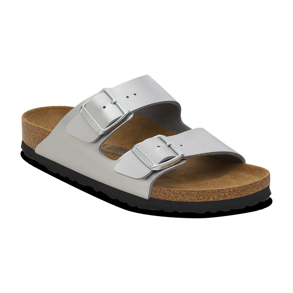 Birkenstock Arizona Birko-Flor Silver Narrow Width Women's Sandals 1012283