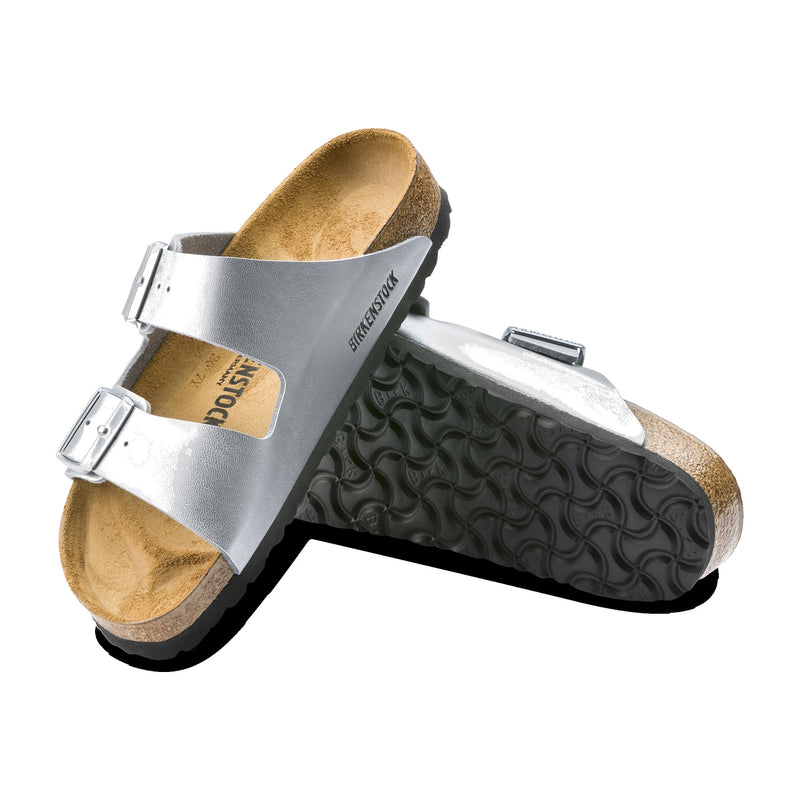 Birkenstock Arizona Birko-Flor Silver Narrow Width Women's Sandals 1012283
