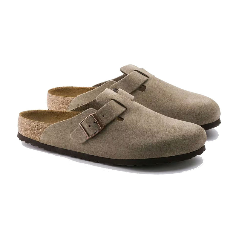 Birkenstock Boston Taupe Suede Narrow Width Sandals 0560773