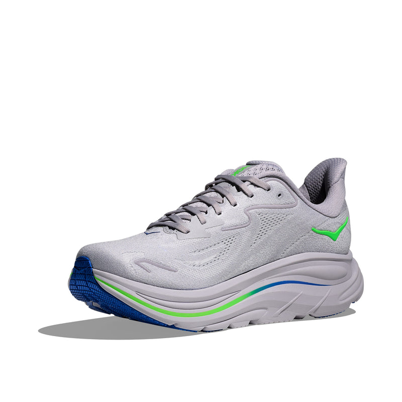 Hoka Clifton 10 Ash Grey Neon Green Men's Running Shoes 1162030-AYNN