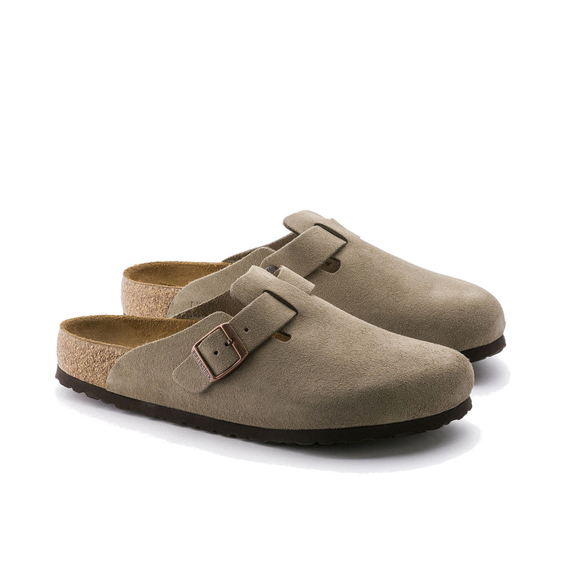 Birkenstock Boston Soft Footbed Suede Clog Taupe Clogs 560771