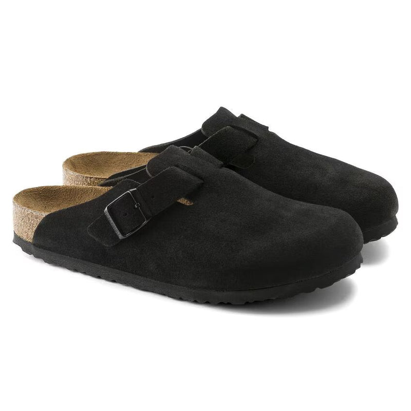 Birkenstock Boston Soft Footbed Suede Black Sandals 660471