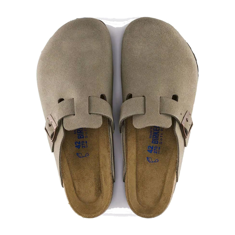 Birkenstock Boston Taupe Suede Narrow Width Sandals 0560773