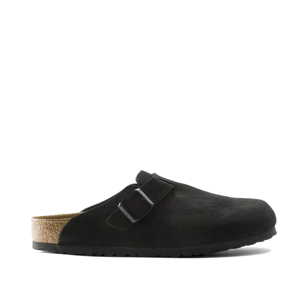 Birkenstock Boston Soft Footbed Suede Black Sandals 660471