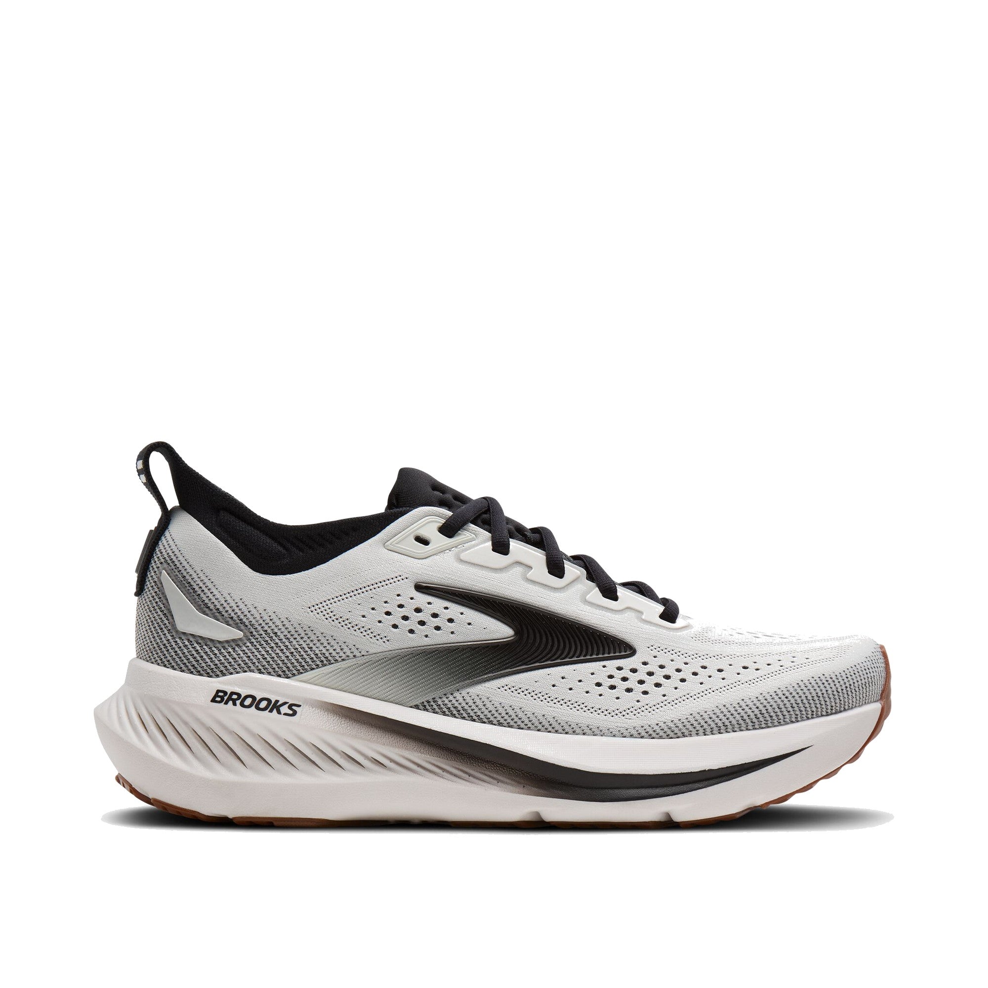 Brooks Running Men's Glycerin 23 White Black Gum — Brooks official lateral (l toe-right)
