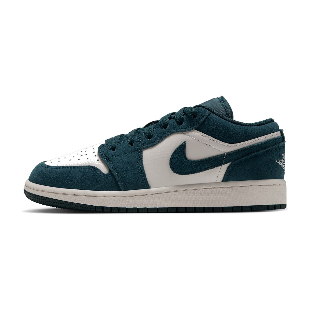 Jordan 1 Low Midnight Spruce/Pale Ivory Big Kids' GS Sneakers 553560-303