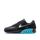 Nike Air Max 90 Premium Men Black Gamma Blue Ice Chrome — Nike A left lateral