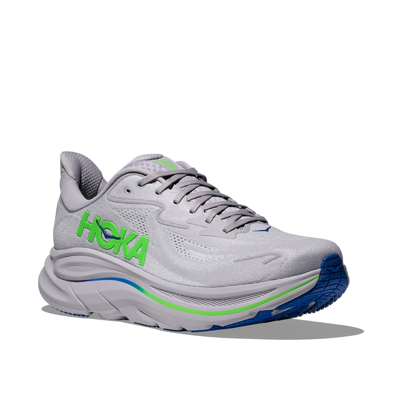 Hoka Clifton 10 Ash Grey Neon Green Men's Running Shoes 1162030-AYNN