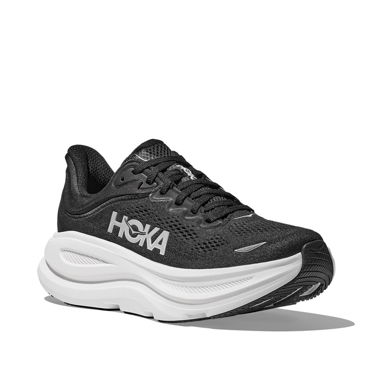 Hoka Bondi 9 Black White Wide Men's Running Shoes 1162013-BWHT