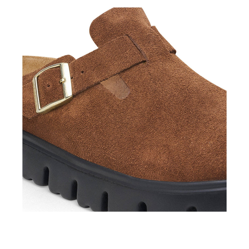 Birkenstock Boston Chunky Suede Leather Dark Tea Black Sandals 1028402