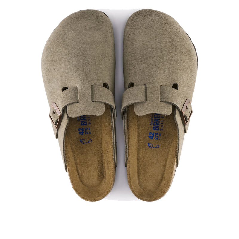 Birkenstock Boston Soft Footbed Suede Clog Taupe Clogs 560771
