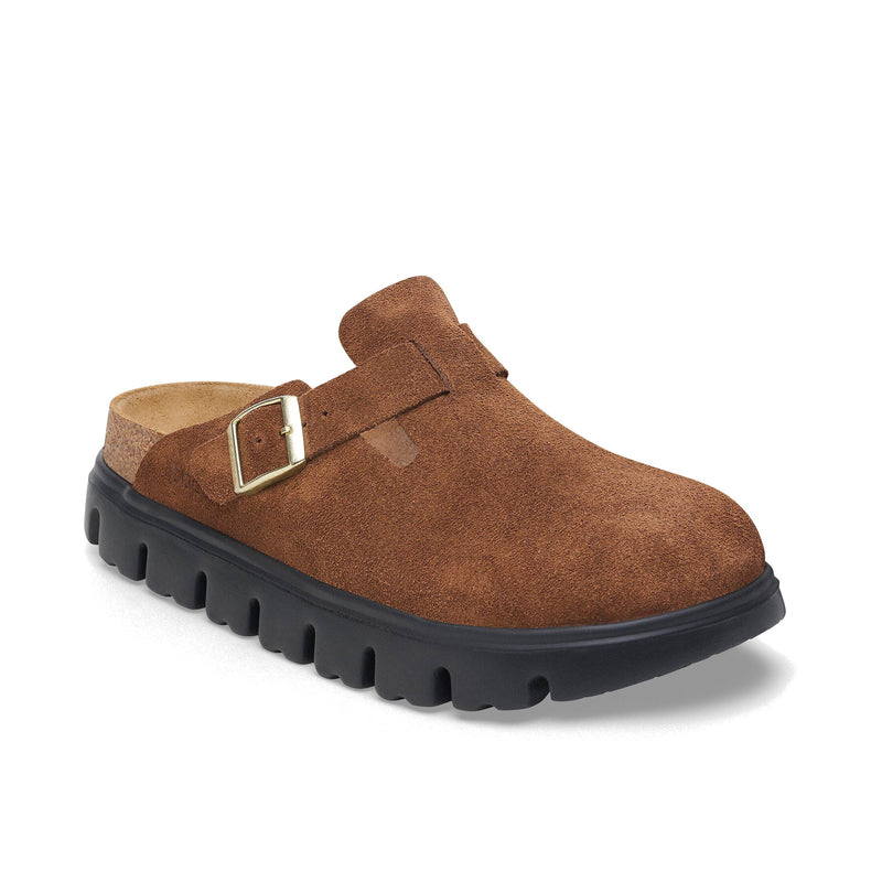 Birkenstock Boston Chunky Suede Leather Dark Tea Black Sandals 1028402