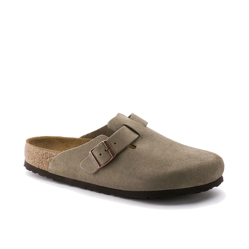 Birkenstock Boston Soft Footbed Suede Clog Taupe Clogs 560771
