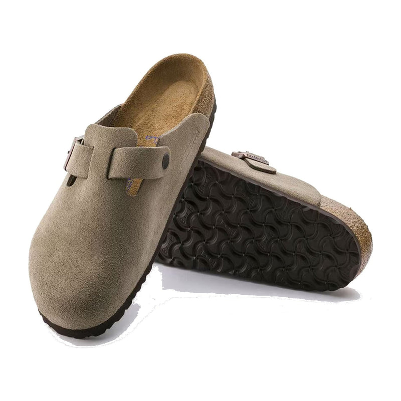 Birkenstock Boston Taupe Suede Narrow Width Sandals 0560773