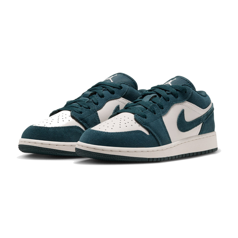 Jordan 1 Low Midnight Spruce/Pale Ivory Big Kids' GS Sneakers 553560-303