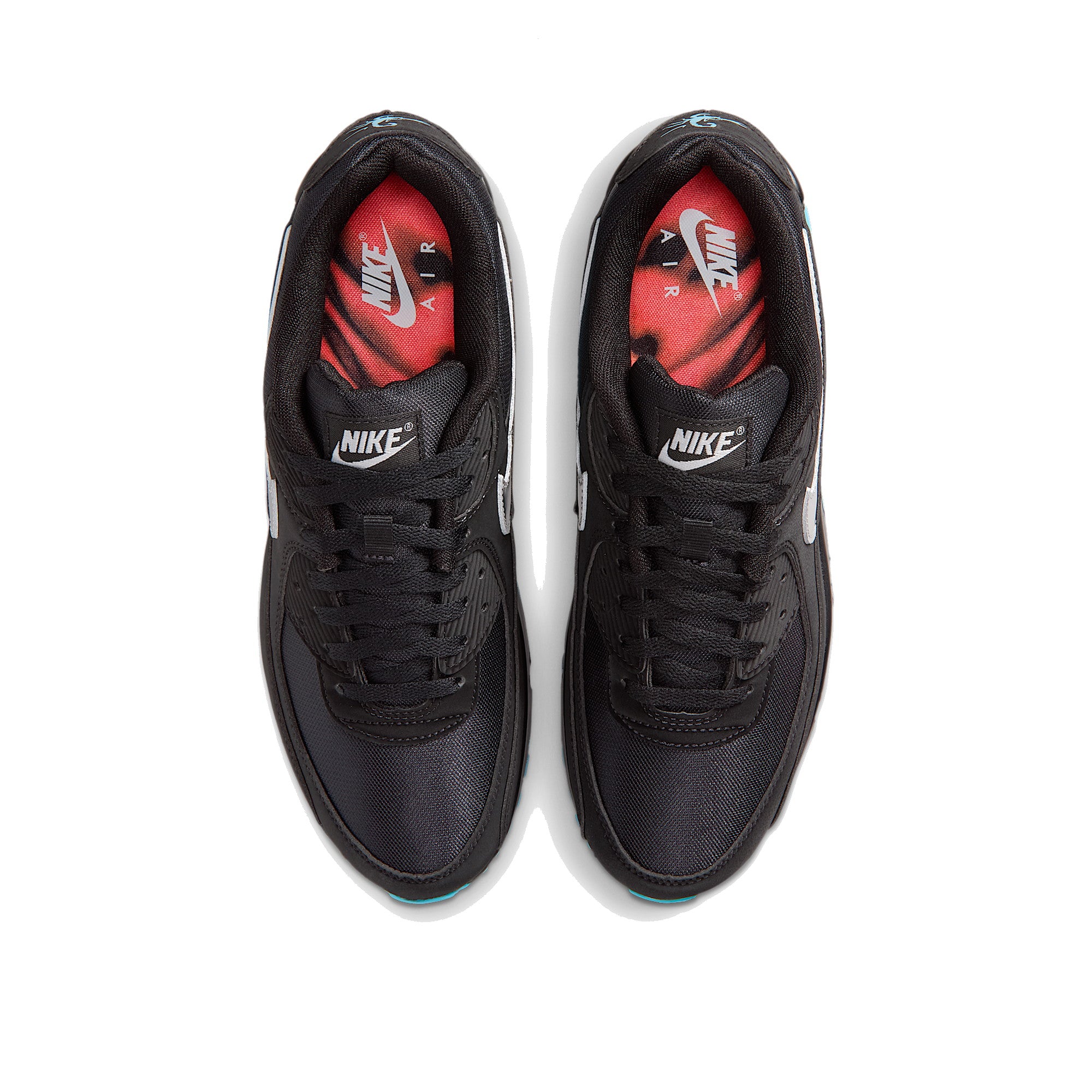 Nike Air Max 90 Premium Men Black Gamma Blue Ice Chrome — Nike D top
