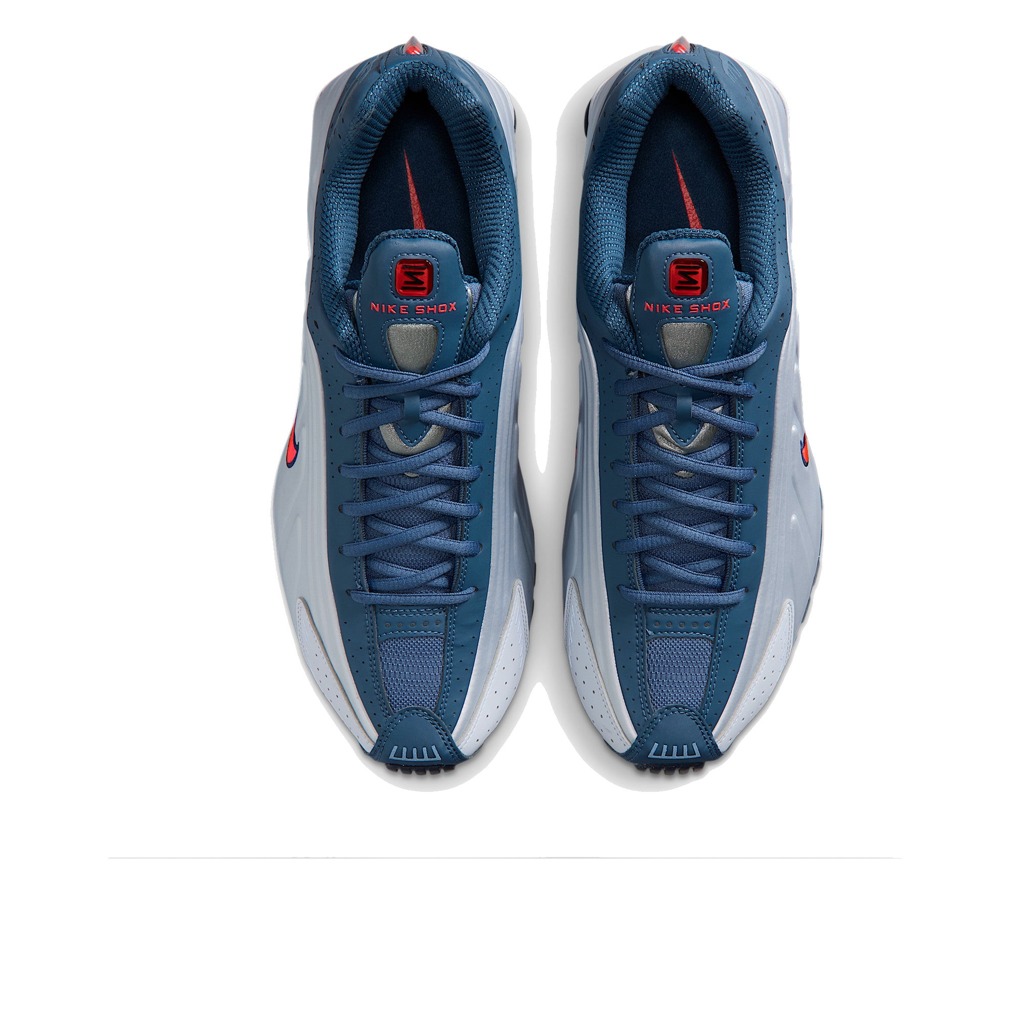 Nike Shox R4 Men Football Grey Blue Eclipse Bright Crimson — Nike D top